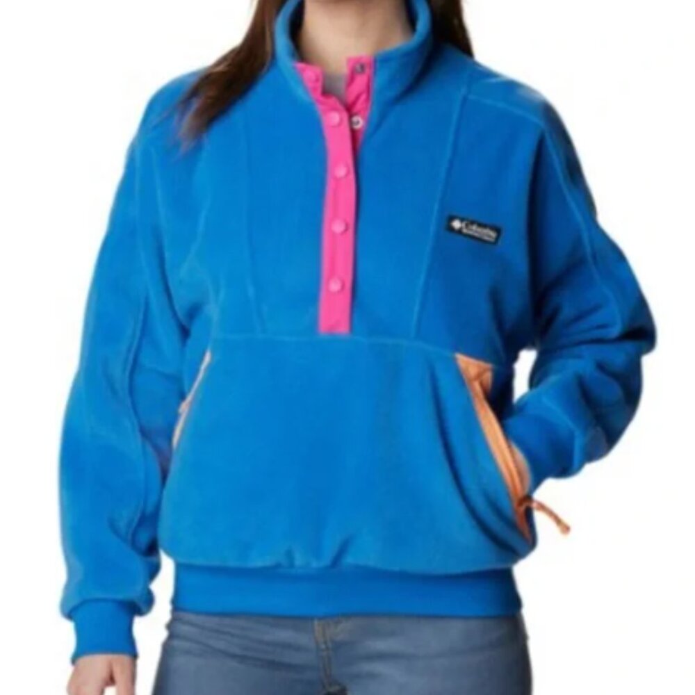 Columbia Blue Teddy Jacket with Pink and Orange Details